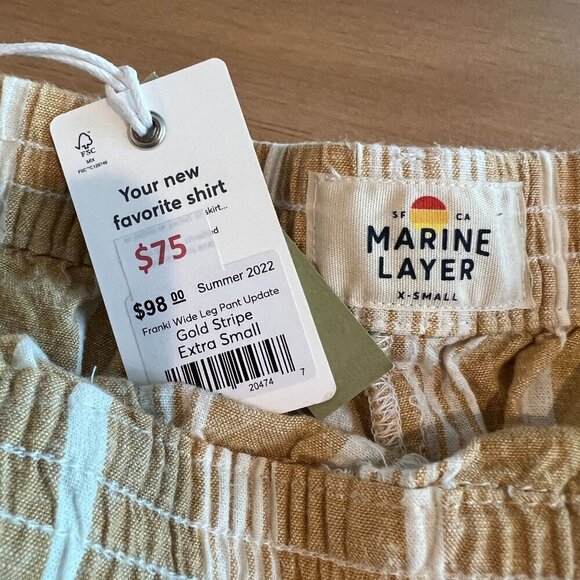 Marine Layer Franki Wide Leg Pant Extra Small in Gold Stripe - Picture 6 of 11